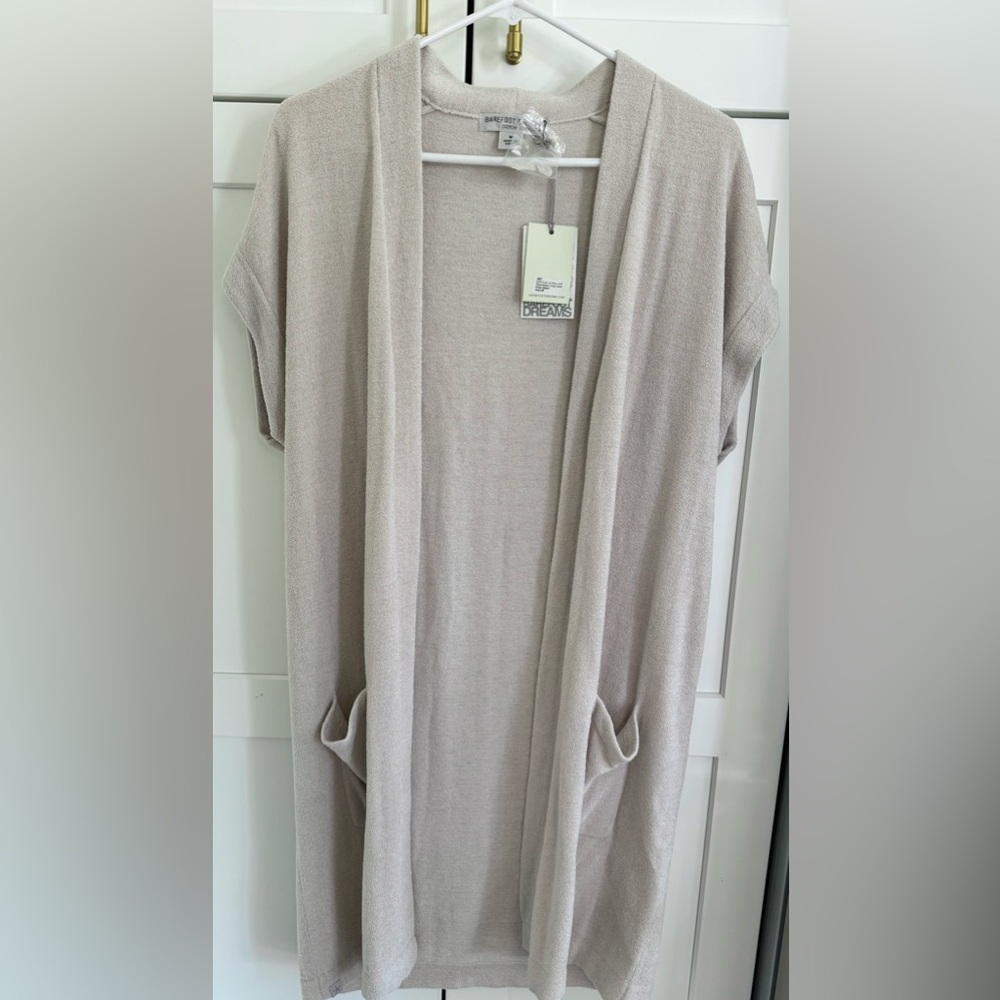 NWT Barefoot Dreams Ultra Lite Sleeveless Long Cardigan in Fog Gray.  Medium